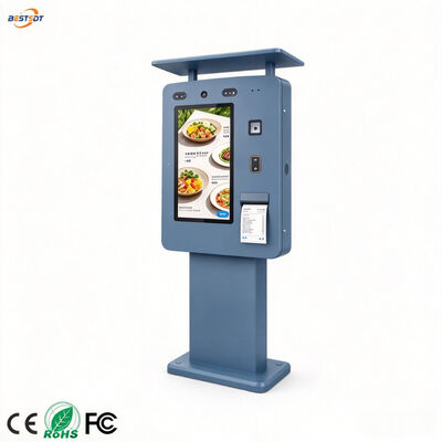 Quality  55 Inch Outdoor Digital Ordering Kiosk IP65 Waterproof 3000 Nits Touch Screen Self Service Terminal for Drive Thru QSR factory