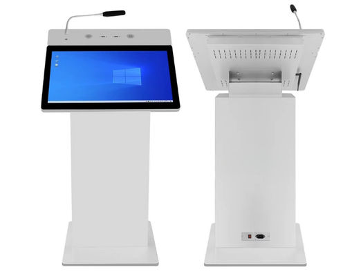 27 Inch Computer Podium Lectern , Digital Podium Stand With Speaker And Microphone