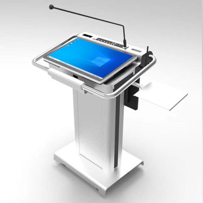 wireless Multimedia Podium With Microphone And Speaker 32" Front Screen
