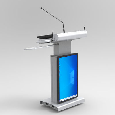 wireless Multimedia Podium With Microphone And Speaker 32" Front Screen