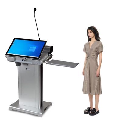 Digital Multimedia Podium  Audio Visual Smart Lectern With Microphone And Speaker