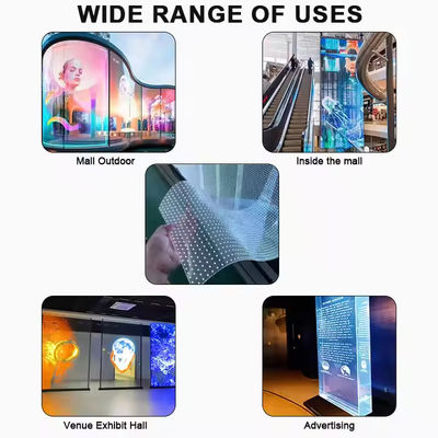 Ultra-Thin 3.9mm Design High Transparency LED Film Screen 85% Light Transmittance 5000nits Brightness
