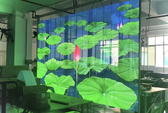 Ultra-Thin Bendable LED Curtain Video Wall 3.9mm Thickness 80% Light Transmittance Suitable For Curved Surfaces