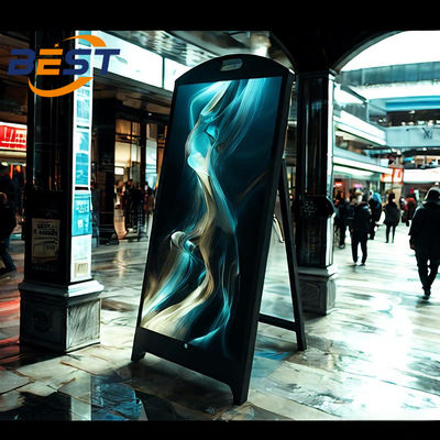 High Brightness 4500Nits Waterproof Portable LED Signage , Battery-Powered Digital Signage With Metal Frame