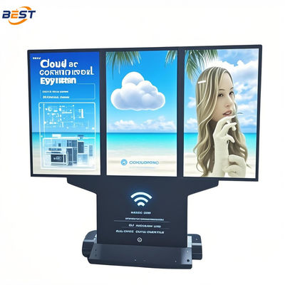 Outdoor multi-screen split media player display, with compatibility for Android Windows Linux.