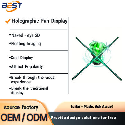 Interactive 3D Spinning LED Hologram Fan , Remote Control 15 Inches Holographic Display Fan