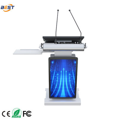 Smart Lectern with 150mm Max Lifting Height and Optional 32 Inch Smart Kiosk Screen Adjustable Screen Angle 10-40°