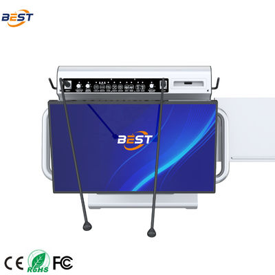 Electric Powered Multimedia Podium with 23.6 Inch Touch AIO and Stainless Steel & Aviation Aluminum Smart Lectern
