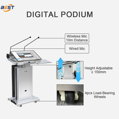 Smart Lectern with 150mm Max Lifting Height and Optional 32 Inch Smart Kiosk Screen Adjustable Screen Angle 10-40°