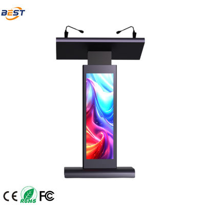 Multimedia Podium with Multi Points Foil Touch, 560*1920 Resolution, and Built-in 8Ω Speakers