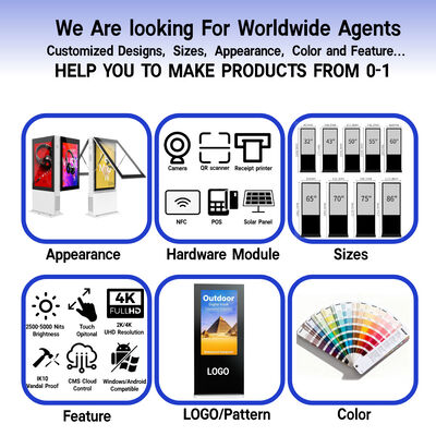 Outdoor LCD Digital Signage with 16:9 Aspect Ratio 3840X2160 Resolution and 50000 Hours Lifespan