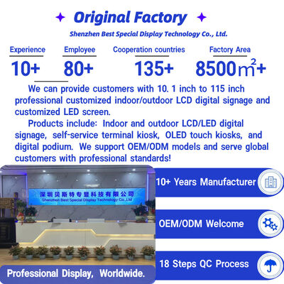 Outdoor LCD Digital Signage with 16:9 Aspect Ratio 3840X2160 Resolution and 50000 Hours Lifespan