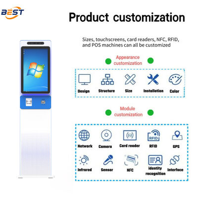 21.5/27 Inch Self-Service Kiosk Android/Windows Touch Screen Printer/QR Scanner Cash Payment-OEM Including Barcode Reader SDK