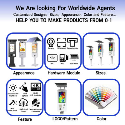 Outdoor Self Ordering Kiosk with IP65 Waterproof Rating Intel Core i3/i5/i7 Processors and 10-point Capacitive Touch