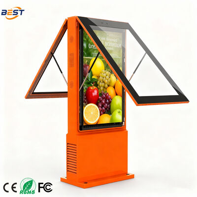 Double-sided IP65 Waterproof Outdoor LCD Digital Signage with 10-Point Capacitive Touch for Hotel Lobby and Events