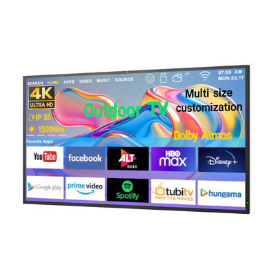 Outdoor TV Digital Signage Display IP55/IP66 Waterproof All-Weather High Brightness 1500-3000cd/m2 Commercial Display