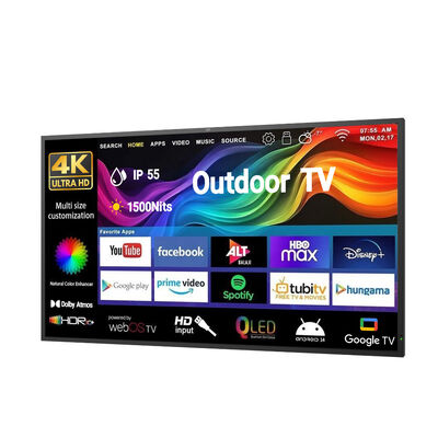 Outdoor TV Commercial Display with IP66 Waterproof 4K UHD Resolution and High Brightness 2500-3000cd/m2