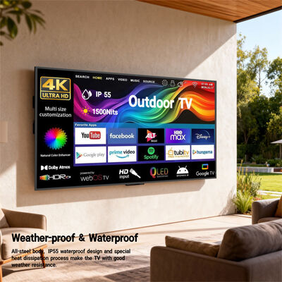 Outdoor TV Commercial Display with IP66 Waterproof 4K UHD Resolution and High Brightness 2500-3000cd/m2