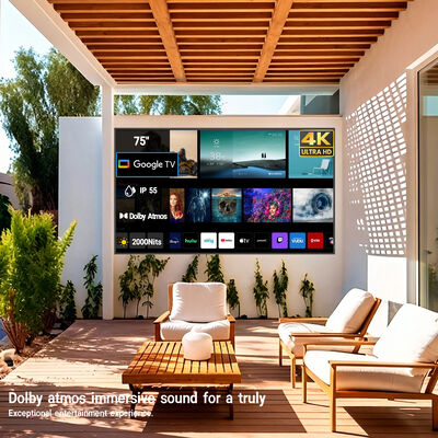 Waterproof Outdoor TV with Google TV and 1500-3000nits Sunlight Readable Screen IP55/IP66 Rated