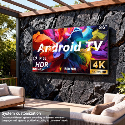 IP55/IP66 Waterproof Outdoor TV with 4K Ultra HD Resolution and 1500-3000nits High Brightness for Commercial Display