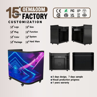 Curved Customizable GOB LED Reception Desk with Adjustable Height for Business