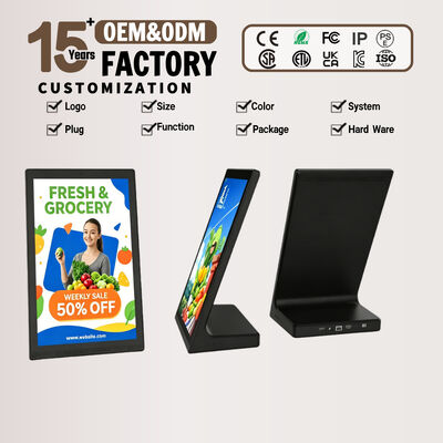 L-Type Desktop Digital Advertising Display with 10.1" 14.1" 15.6" Sizes 1920×1080 Resolution and Multi-Touch Capacitive Screen