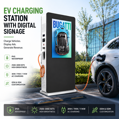 55" Outdoor Charging Station Display | 2000nit High Brightness IP55 Custom