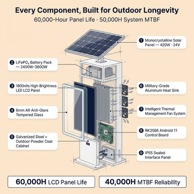 Solar Powered LED Advertising Display | 1500-2000nit Sunlight Readable