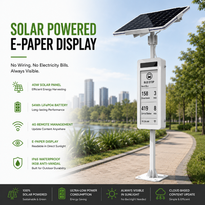 31.2 inch Solar-Powered Dual-Color E-Paper Display for Off-Grid Outdoor Digital Signage