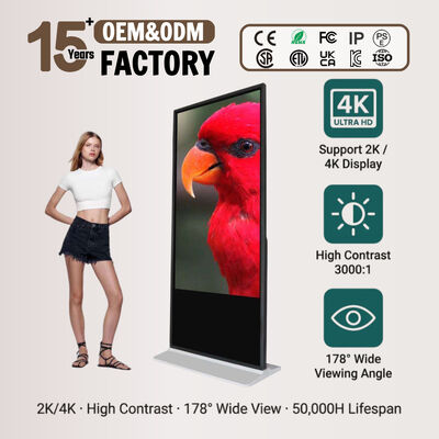 Indoor Floor Standing LCD Digital Signage | 4K Touch Screen Kiosk