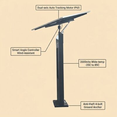 Solar Tracking Digital Signage | Auto Sun-Tracking | IP65 | Off-Grid