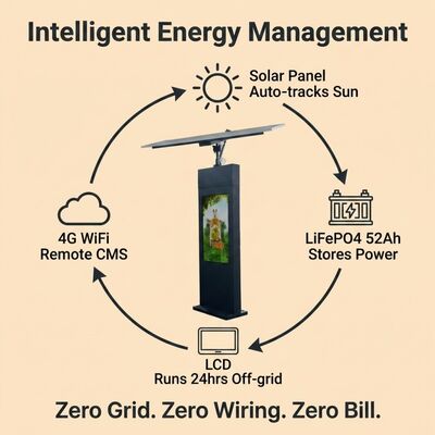 Solar Tracking Digital Signage | Auto Sun-Tracking | IP65 | Off-Grid
