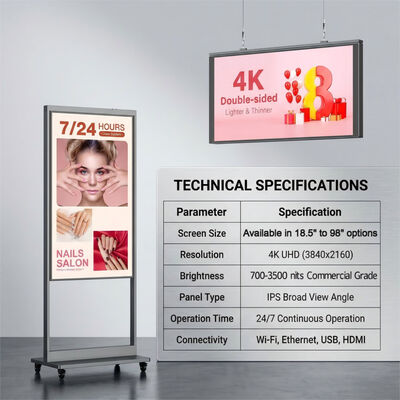 High Brightness Dual-Side Display | 28.8mm Thin | 178° Viewing Angle