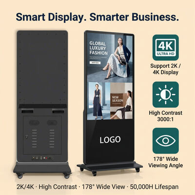 55 Inch Indoor LCD Digital Signage Touchscreen Totem Kiosk with Android OS 500 Cd/m² Brightness