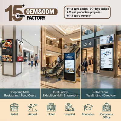 55 Inch Indoor LCD Digital Signage Touchscreen Totem Kiosk with Android OS 500 Cd/m² Brightness