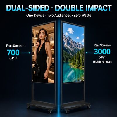 High Brightness 3000 Nits Dual Face Digital Signage Display 55 Inch Auto Light Sensor 7x24H Advertising Screen