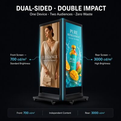 55 Inch Dual Sided High Brightness 3000 Nits Semi Outdoor Showcase Digital Signage Display Screen for Retail Shop