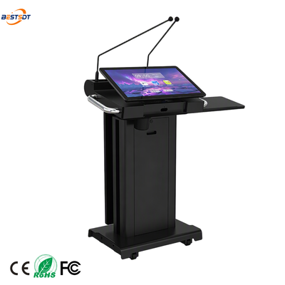 Black High Brightness Smart Podium 23.6 Inch 4K PCAP Touch Screen 32 Inch Front Signage Lectern for Conference