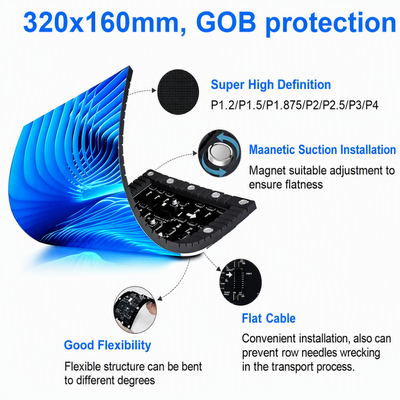 GOB LED Lectern Display P1.8 IP43 Curved Flexible Panel 3840Hz Plug Play for Press Conference Lecture Hall