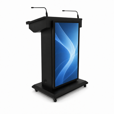 43 Inch Display 21.5 Inch Touchscreen X86 Smart Digital Podium with Dual Gooseneck Microphones