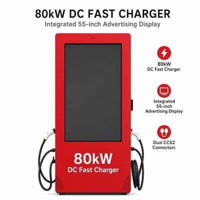 80kW DC Fast Charging Station CCS1 CCS2 Outdoor LCD Advertising Display OCPP 1.6J 150-1000V