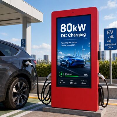80kW DC Fast Charging Station CCS1 CCS2 Outdoor LCD Advertising Display OCPP 1.6J 150-1000V