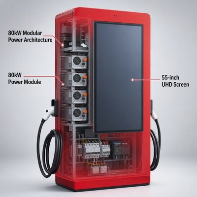 80kW DC Fast Charging Station CCS1 CCS2 Outdoor LCD Advertising Display OCPP 1.6J 150-1000V
