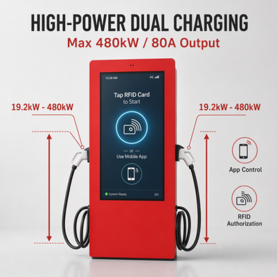 180kW 240kW 360kW 480kW DC HPC EV Charger CCS2 Outdoor LCD Advertising Display OCPP 1.6J