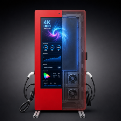 19.2kW AC Level 2 EV Charger SAE J1772 Outdoor LCD Advertising Display OCPP 1.6J 80A US Standard