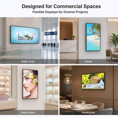 43 49 55 65 75 Inch Wall Mounted Light Box Screen 4K Android Advertising Display 2000 Nits