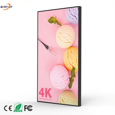43 49 55 65 75 Inch Wall Mounted Light Box Screen 4K Android Advertising Display 2000 Nits
