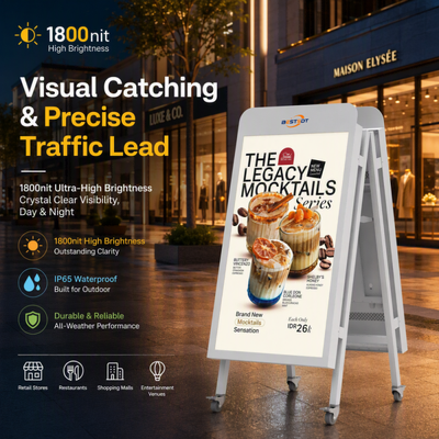 Outdoor Double Sided Floor Standing Display Screen 65 Inch 2500 Nits IP65 Waterproof Digital Advertising Signage