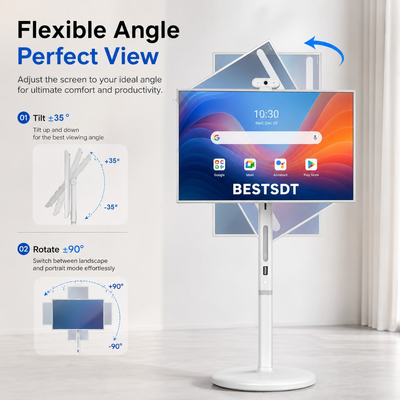 32 Inch Android 13 Battery Powered Mobile Smart Screen Touch Digital Signage 4K IPS 8GB 128GB