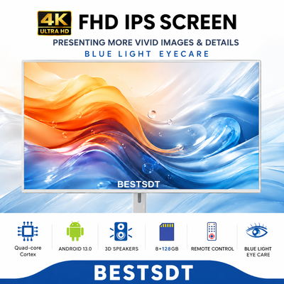 32 Inch Android 13 Battery Powered Mobile Smart Screen Touch Digital Signage 4K IPS 8GB 128GB